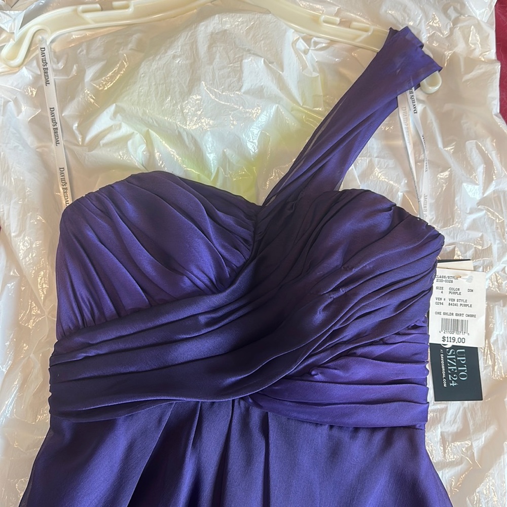 Short, purple, prom-type dress, size 4, never worn, tags on